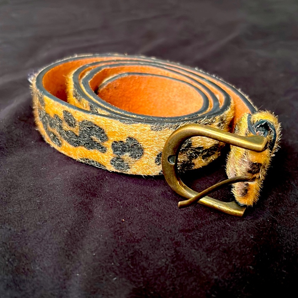 Leather leopard belt